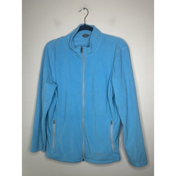 Eddie Bauer Fleece Jacket Full Zip Outdoor Casual Light Blue Womens Size XL - Picture 1 of 10